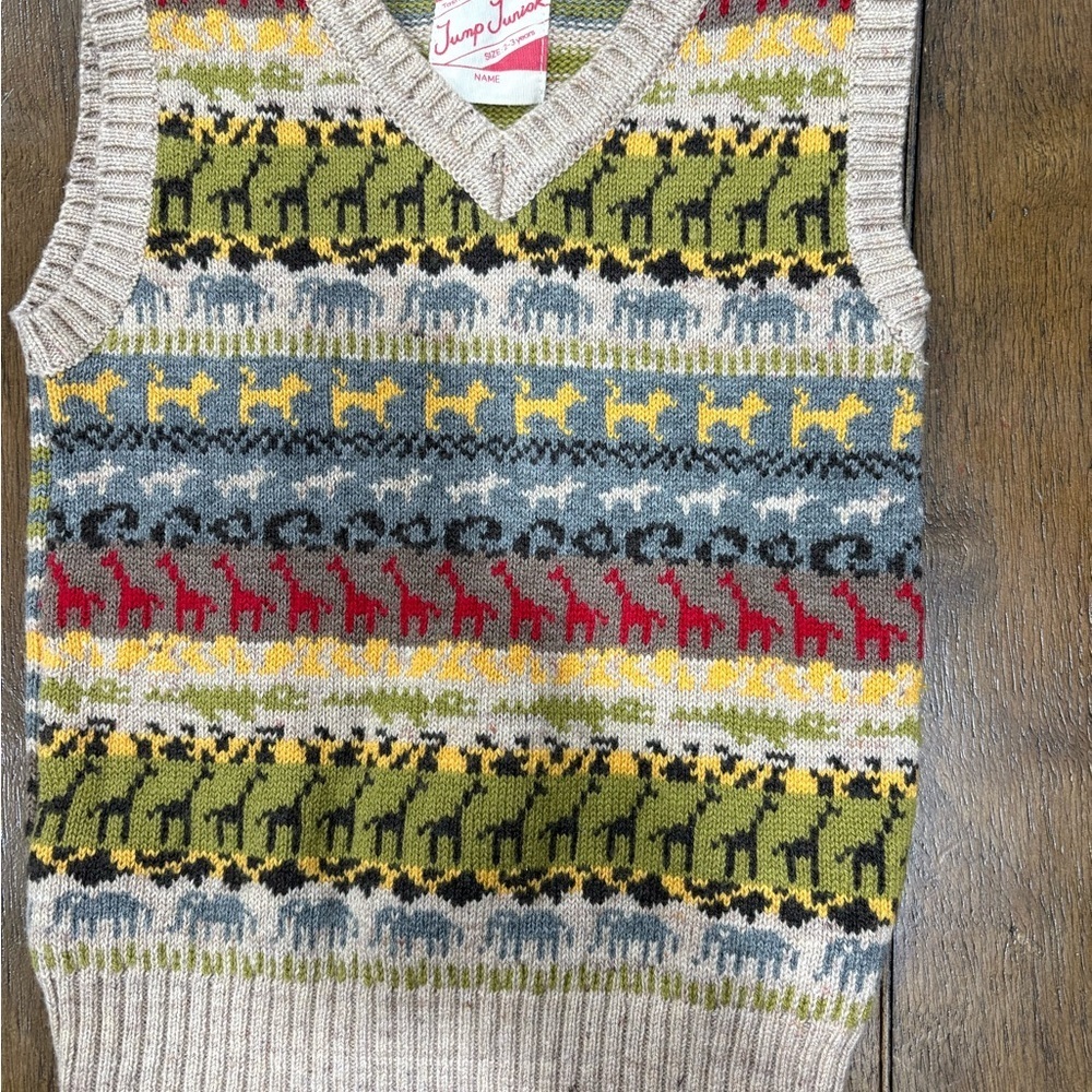 Kids Animal Pattern Boutique Sweater Vest - Multicolor